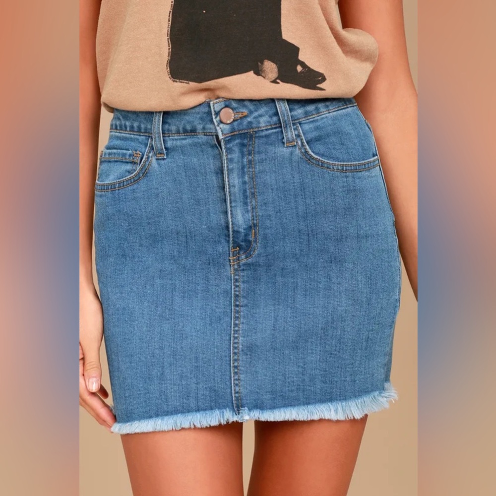 Lulus Pop and Lock Medium Wash Denim Mini Skirt